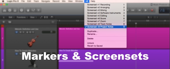 Creating Markers & Screensets in Logic Pro X